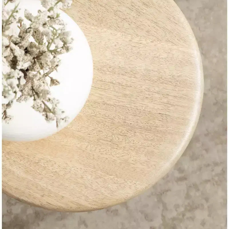 Round Solid Wood Accent Table with Pedestal Base
