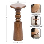 Tavolino rotondo di design in legno massello con base a piedistallo