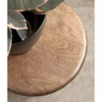 Tavolino rotondo di design in legno massello con base a piedistallo