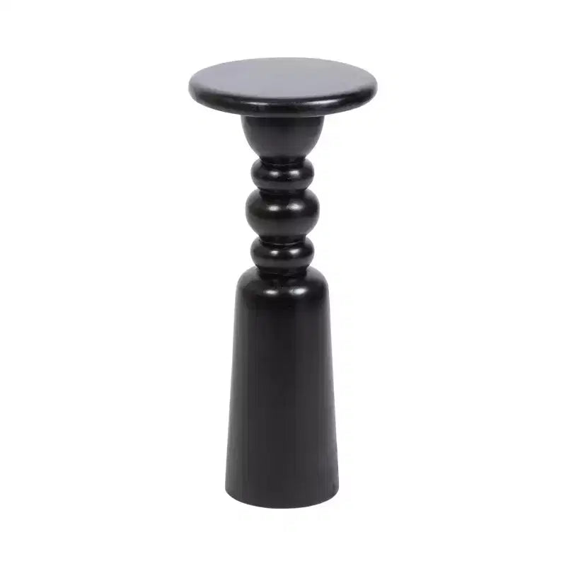 Round Solid Wood Accent Table with Pedestal Base