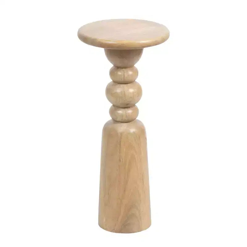 Round Solid Wood Accent Table with Pedestal Base