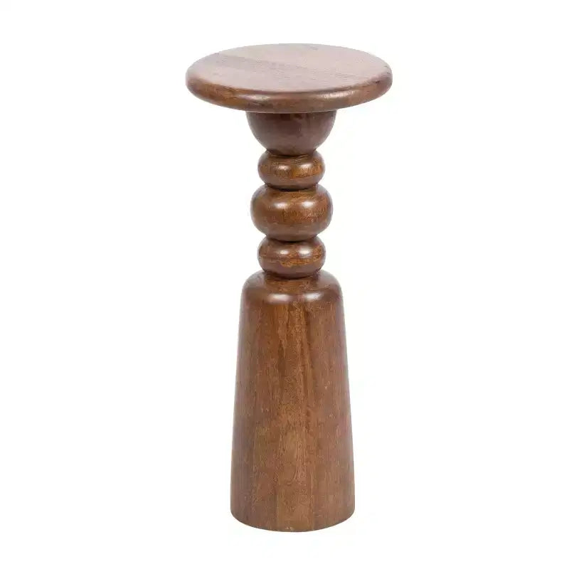 Round Solid Wood Accent Table with Pedestal Base