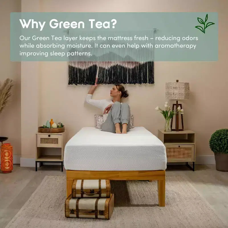 Bryt Green Tea Cooling Memory Foam Mattress - Bed Mattress in A Box