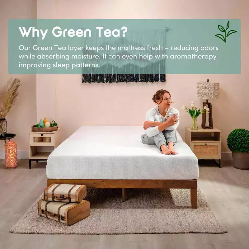 Bryt Green Tea Cooling Memory Foam Mattress - Bed Mattress in A Box