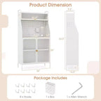 Scaffale da Cucina a 5 Livelli in Metallo con Pannello Forato, 8 Ganci, Ripiano Regolabile, Bianco e Oro