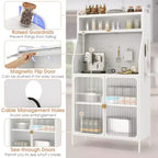 Scaffale da Cucina a 5 Livelli in Metallo con Pannello Forato, 8 Ganci, Ripiano Regolabile, Bianco e Oro