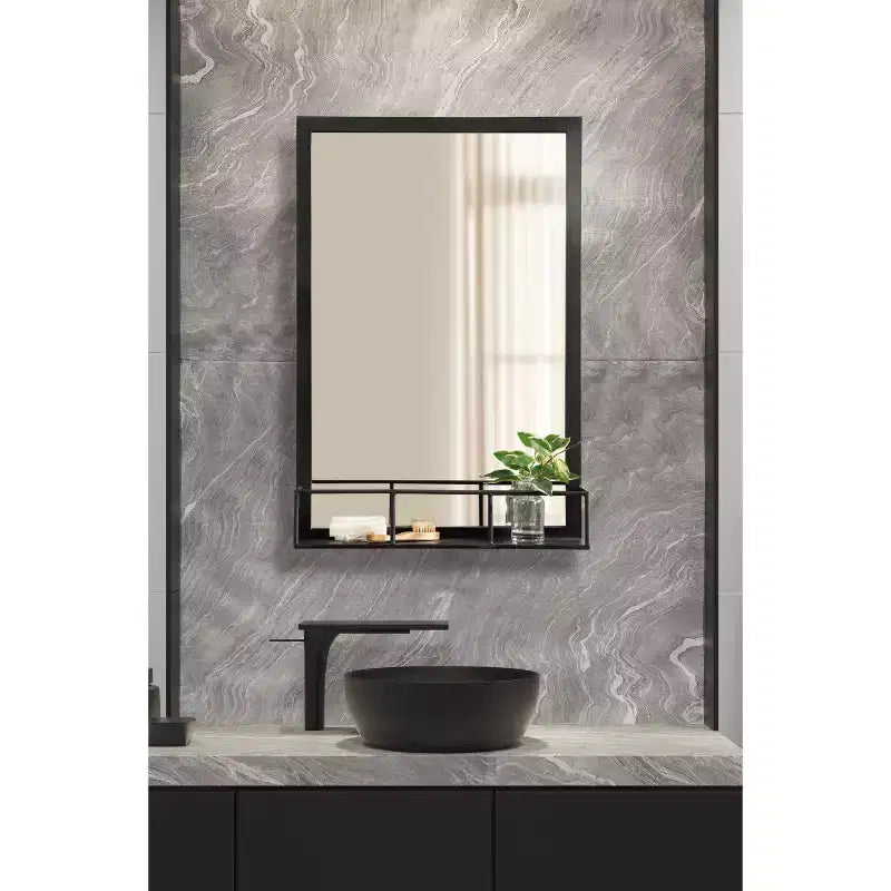 Metal Frame Wall Mirror with Shelf
