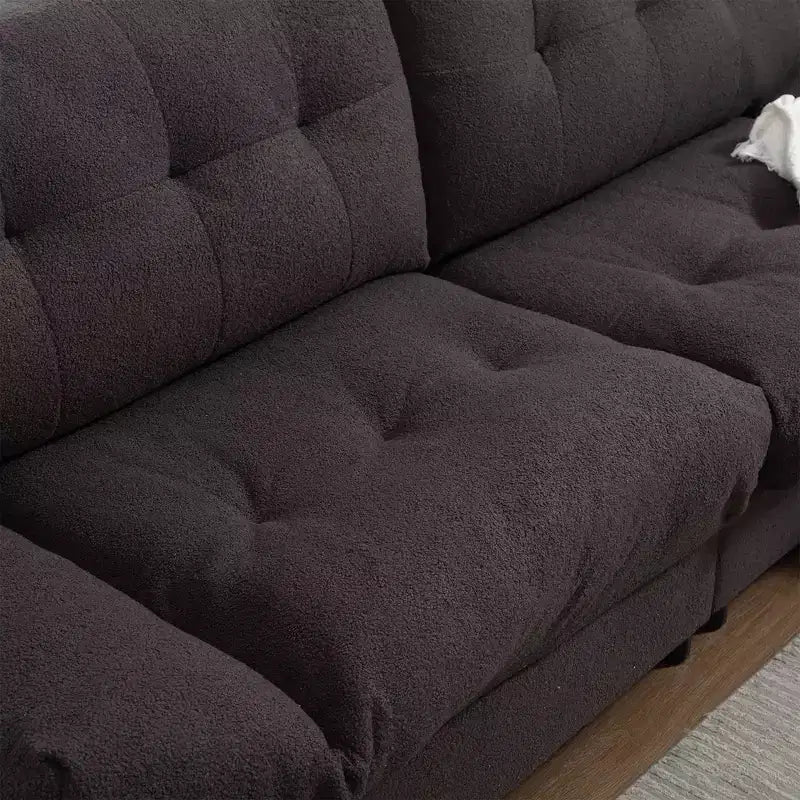 96W Upholstered Loveseat Sofa with Tufted Back, Wood Frame & Teddy Velvet Fabric