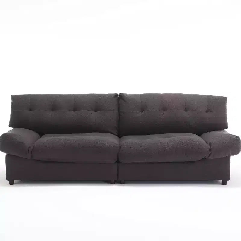 96W Upholstered Loveseat Sofa with Tufted Back, Wood Frame & Teddy Velvet Fabric