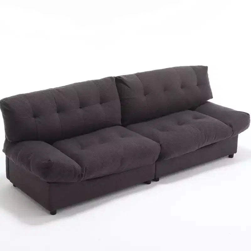 96W Upholstered Loveseat Sofa with Tufted Back, Wood Frame & Teddy Velvet Fabric