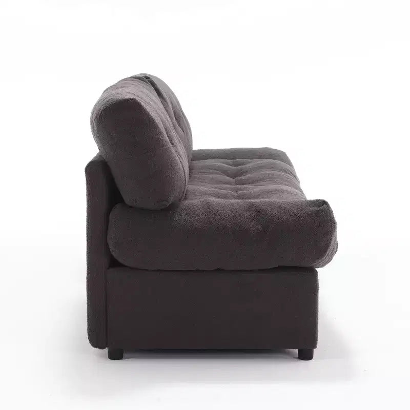 96W Upholstered Loveseat Sofa with Tufted Back, Wood Frame & Teddy Velvet Fabric