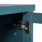 Mobile buffet in legno multistrato con ripiano aperto, 2 cassetti e 2 ante in vetro temperato