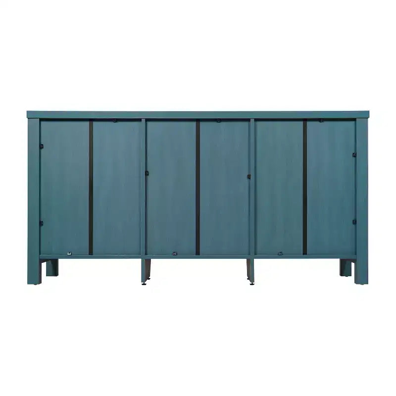 Engineered Wood Buffet Sideboard Storage Cabinet with Open Shelf, 2 Drawers and 2 Tempered Glass Doors
