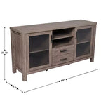 Mobile buffet in legno multistrato con ripiano aperto, 2 cassetti e 2 ante in vetro temperato