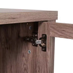 Mobile buffet in legno multistrato con ripiano aperto, 2 cassetti e 2 ante in vetro temperato