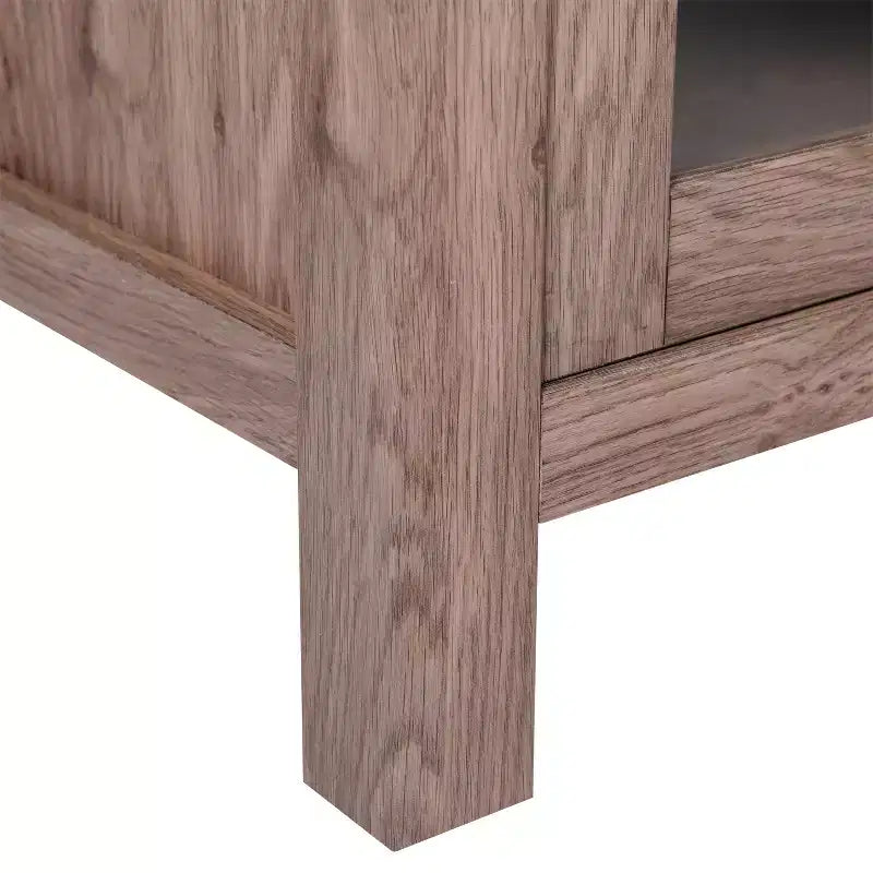 Engineered Wood Buffet Sideboard Storage Cabinet with Open Shelf, 2 Drawers and 2 Tempered Glass Doors