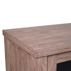 Mobile buffet in legno multistrato con ripiano aperto, 2 cassetti e 2 ante in vetro temperato