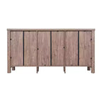 Mobile buffet in legno multistrato con ripiano aperto, 2 cassetti e 2 ante in vetro temperato