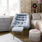 Sedia a disco pieghevole e poggiapiedi oversize per dormitorio, camera da letto