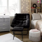 Sedia a disco pieghevole e poggiapiedi oversize per dormitorio, camera da letto