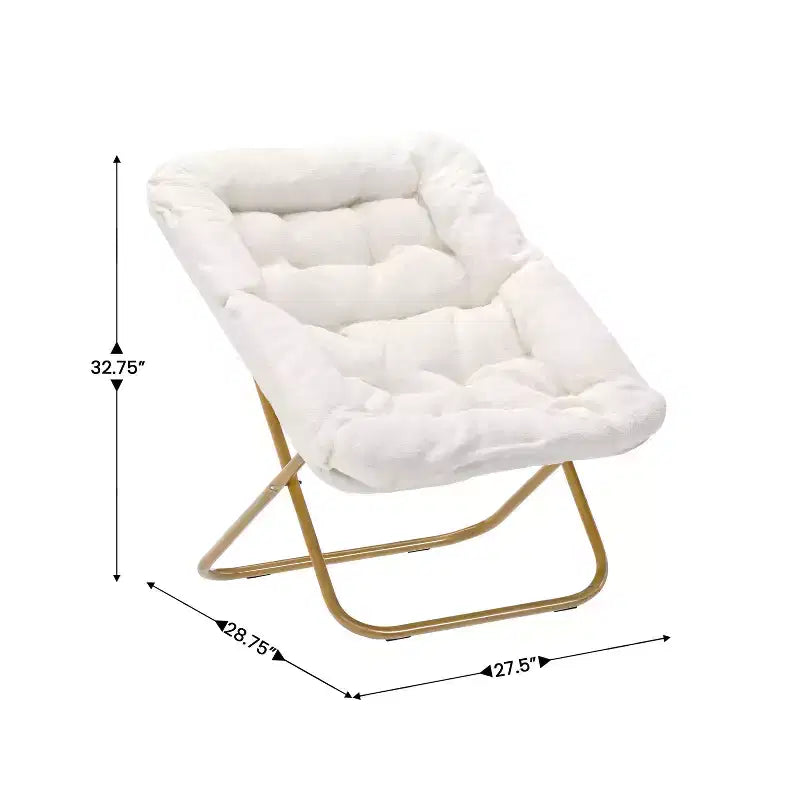 Oversized Folding Saucer Chair and Ottoman for Dorm, Bedroom