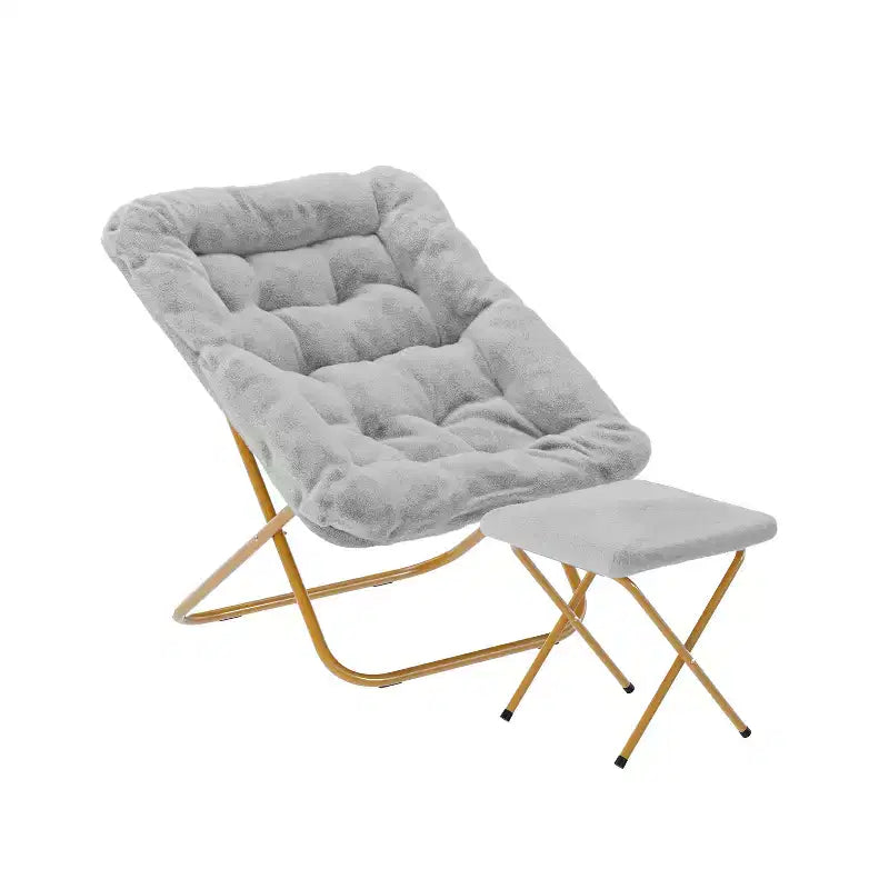 Oversized Folding Saucer Chair and Ottoman for Dorm, Bedroom