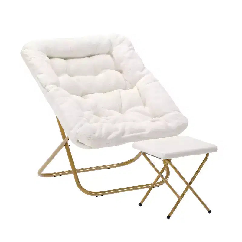 Oversized Folding Saucer Chair and Ottoman for Dorm, Bedroom