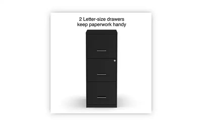 3-Drawer Vertical File Cabinet, Letter Size, Black, 14 x 18 x 34.9 Inches