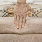 Panca Ottomana Contenitore Imbottita 110 cm con Gambe in Legno, Ovale, Beige