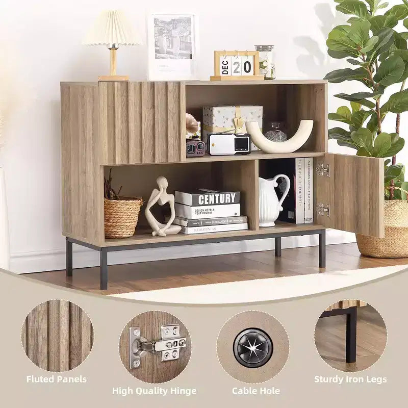 Console Table with Metal Legs and Storage Shelf