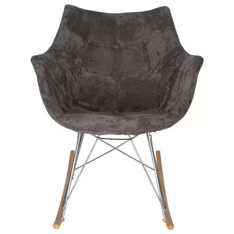 Nursery Rocking Chair with Upholstered Seat and Ash Wood Legs