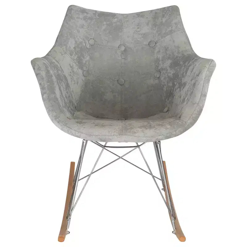 Nursery Rocking Chair with Upholstered Seat and Ash Wood Legs