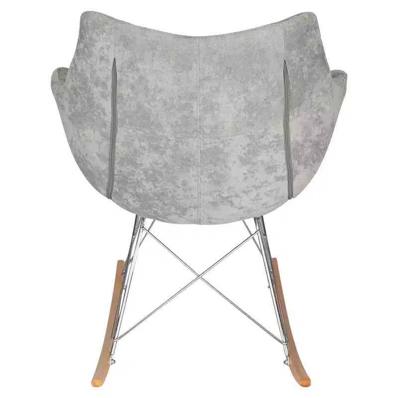 Nursery Rocking Chair with Upholstered Seat and Ash Wood Legs