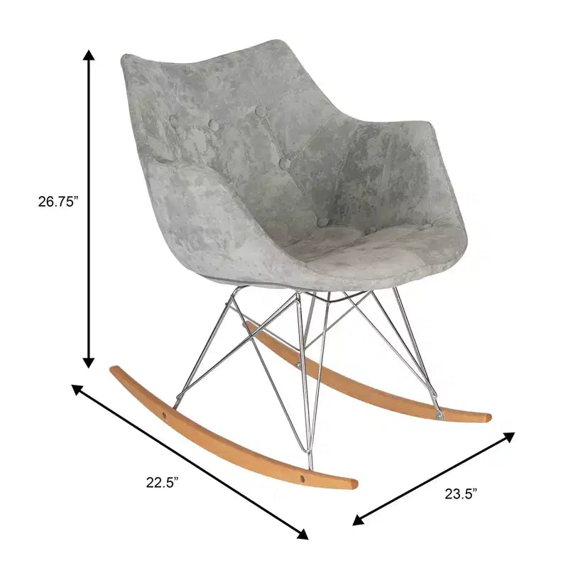Nursery Rocking Chair with Upholstered Seat and Ash Wood Legs