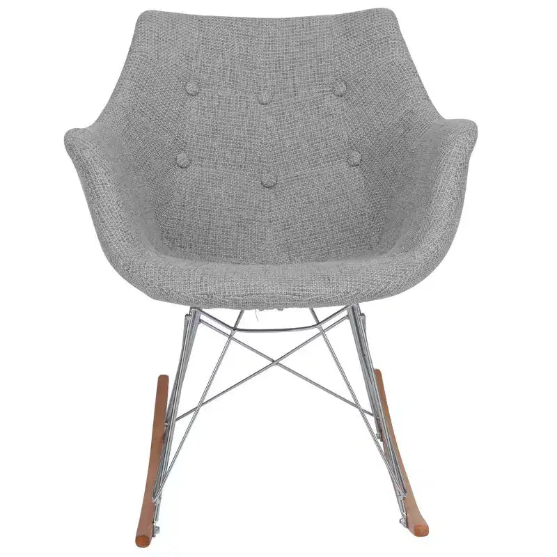 Nursery Rocking Chair with Upholstered Seat and Ash Wood Legs