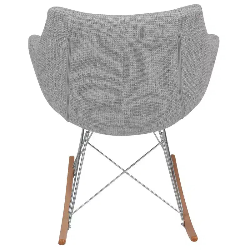 Nursery Rocking Chair with Upholstered Seat and Ash Wood Legs