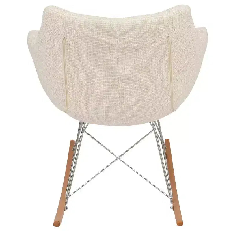 Nursery Rocking Chair with Upholstered Seat and Ash Wood Legs