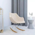 LeisureMod Willow Nursery Rocking Chair in Twill Fabric/Velvet Upholstery - Eiffel Ash Wood Base, Plus Comfort, Perfect for Nurseries