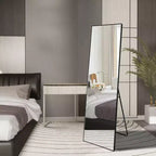 Specchio a piantana rettangolare in alluminio 64x21 con cavalletto