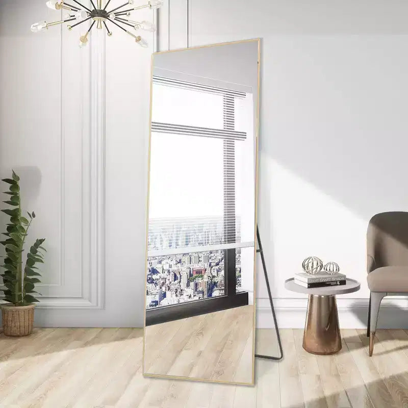 64x21 Square Aluminum Leaner Mirror with Kickstand