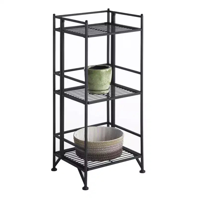 32.5" 3-Tier Foldable Metal Storage Shelf
