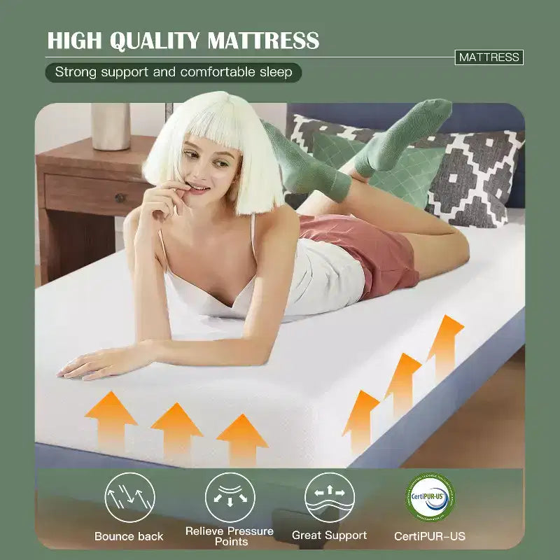 8 Inch Foam Mattress with Removable Washable Cover, Medium Firm, CertiPUR-US Certified