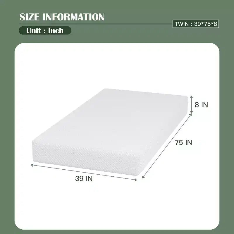 8 Inch Foam Mattress with Removable Washable Cover, Medium Firm, CertiPUR-US Certified