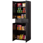 Basicwise 66 Kitchen Pantry Cabinet with 4 Doors, 3 Adjustable Shelves, 2 Cabinets with 1 Drawer  Elegant Freestanding Farmhouse Storage