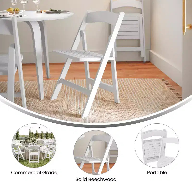 Solid Wood Folding Dining Chair - Set of 2