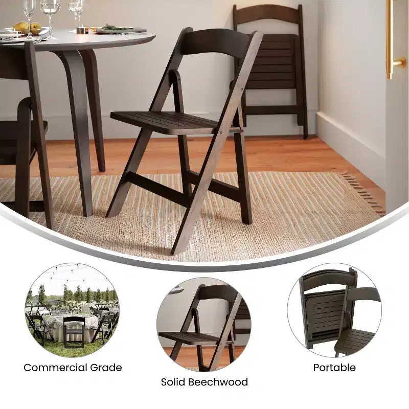 Solid Wood Folding Dining Chair - Set of 2