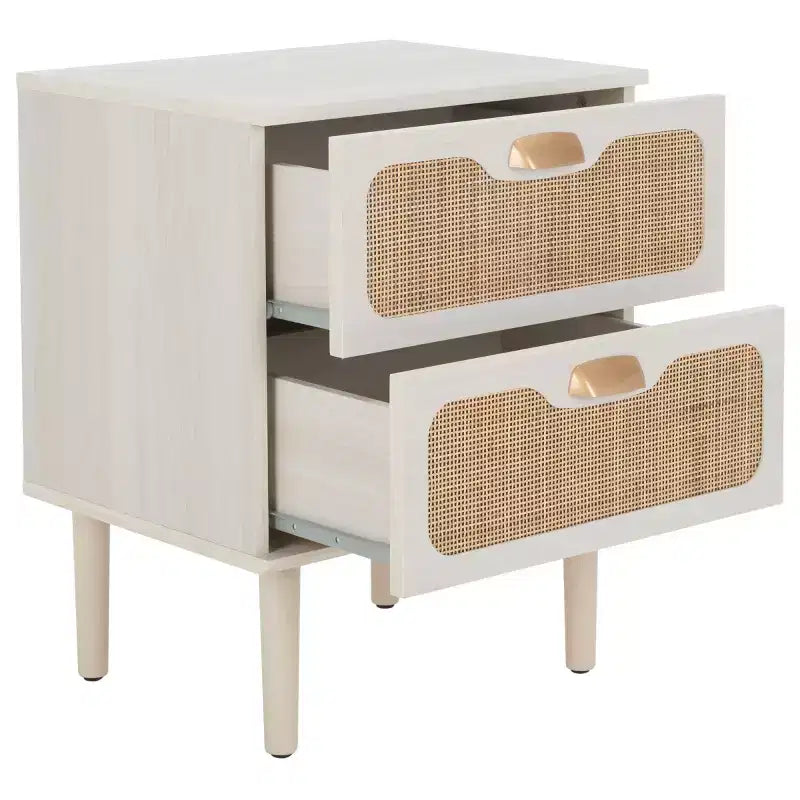2-Drawer Nightstand with Rattan Mesh