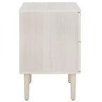 Comodino a 2 cassetti con rete in rattan