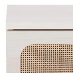 Comodino a 2 cassetti con rete in rattan
