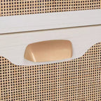 Comodino a 2 cassetti con rete in rattan